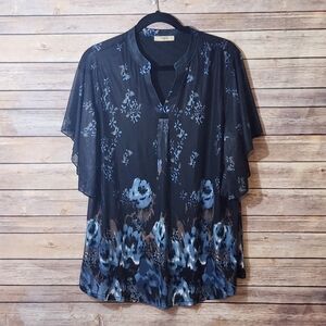 Floral Blue Women's Top
